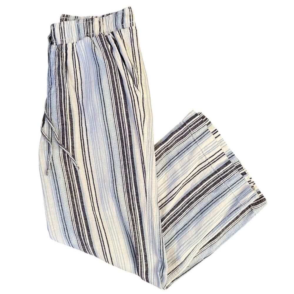 Briggs Blue and White Striped Casual Linen Lounge Pants